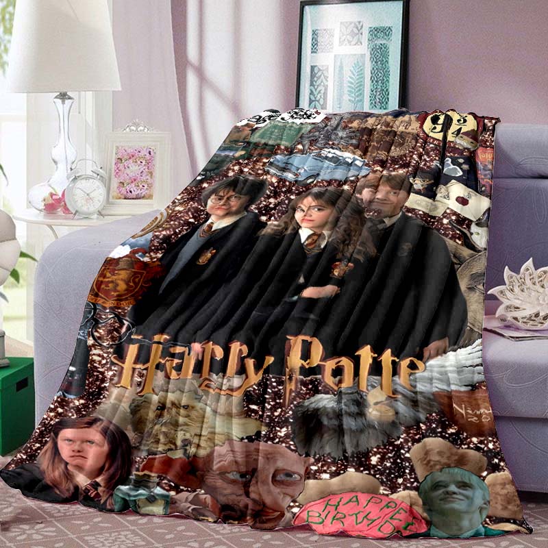 Harry Potter Movie Print Blanket Warm Comfortable Flannel Blanket for Bedrooms, Sofas, Beds, Chairs, Picnics, Travel -LXR32