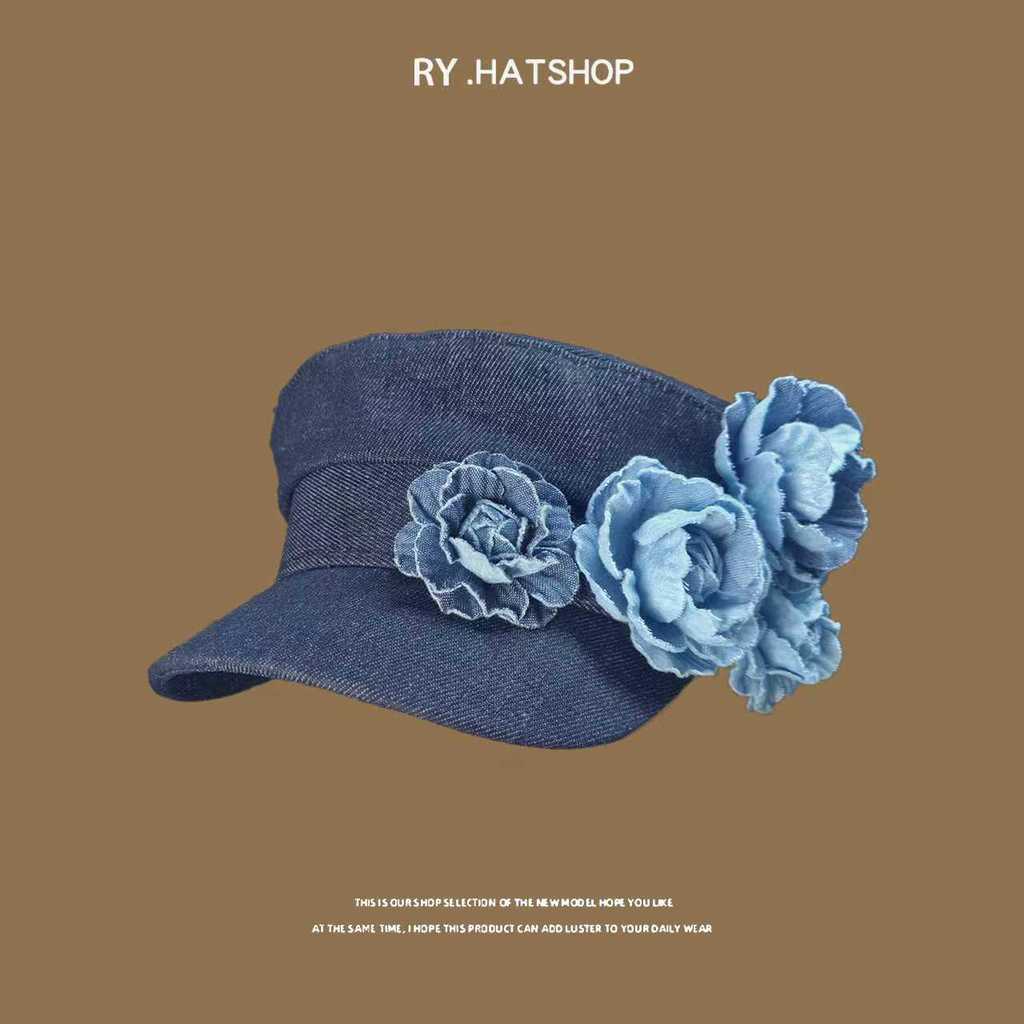 Minimalist Denim Butterfly Pattern Womens Casual Baseball Cap For Spring DeepBlue