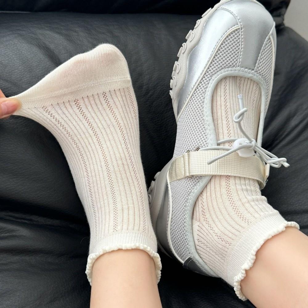 Ruffle Ankle Socks Mid-calf Mesh Tube Socks Korean Fashion Women's Socks Kids Girls