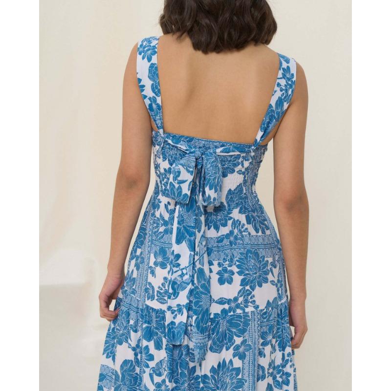 YYFS Women's Fashion Summer Spring Flower Pattern Print Sleeveless Suspenders High Waist Casual Dresses