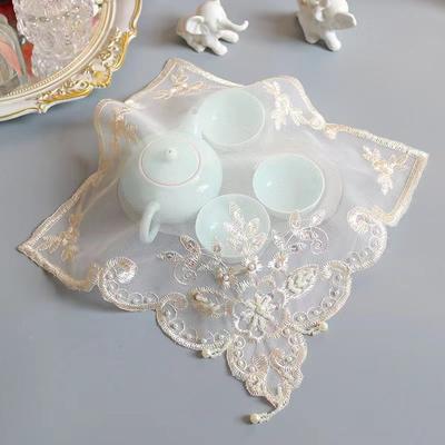 TOP beige pärlor blommor broderi bordstablett underlägg duk Bröllop Jul bordstablett kök Bordsdekoration och tillbehör