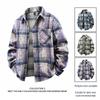 MEDE Men's Plaid Long Sleeve Tie-Dye Shirt