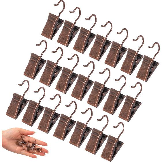 JANYUN 30 Pack Small Heavy-Duty Hook Clip Set Metal Curtain Hangers Clips for Clip Photo Home Decoration Art Craft Display - Black