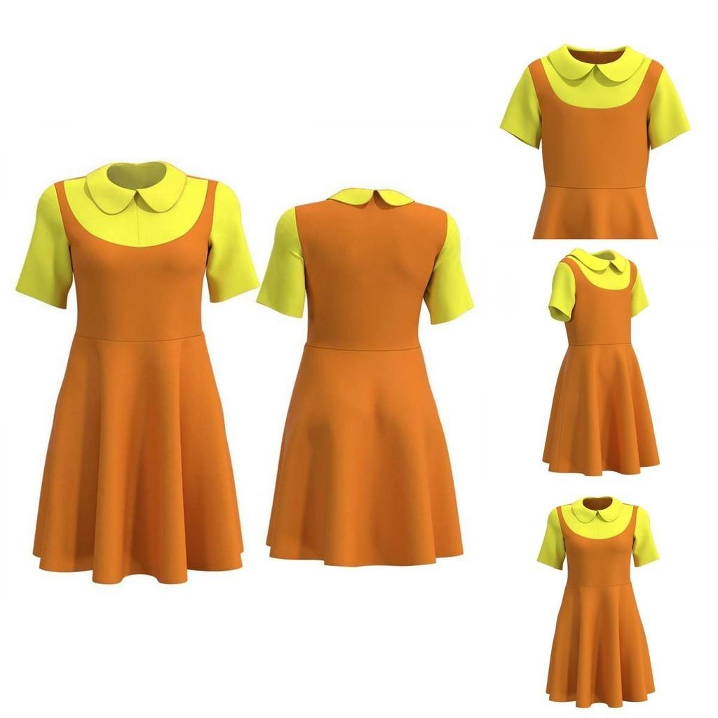 Stylish Squid Game Wooden Doll Cosplay Dress Flexible And Comfortable Polyester Fabric
