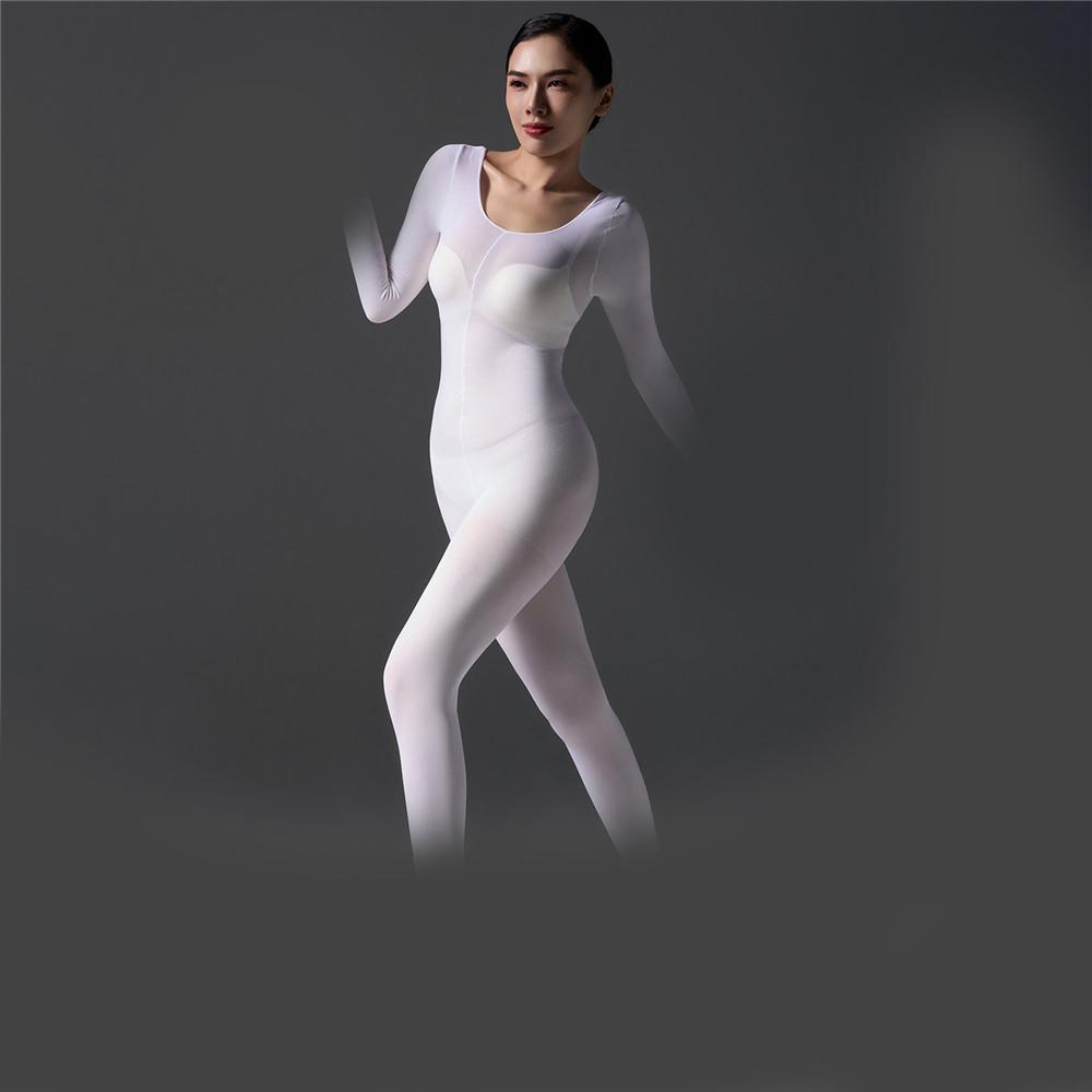 Sexy Women 120D Tights Hooded Mask Elastic Bodysuit Sheer See Through Rompers Glove Jumpsuits Cosplay Maid Leotard