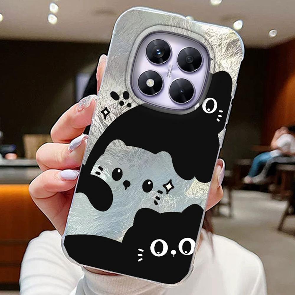 Kolorowy Gradient Biały Motyl Leopard Love Print Etui na Telefon Xiaomi Redmi Note 14 Pro 5G Pokrowiec Miękki Silikonowy Bumper Twardy PC Tylny Pokrowiec