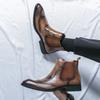 Brogue Design Mens Dress Shoes Solid Colors Mens Leather Boots High Quality Non-Slip Business Casual Mens Chelsea Boots