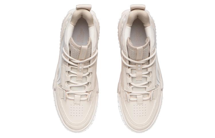Li Ning NO.258 New Journey Slip Resistant Abrasion Resistant Mid top Skateboard Shoes Women's Light Gray Pink AGCR312-3