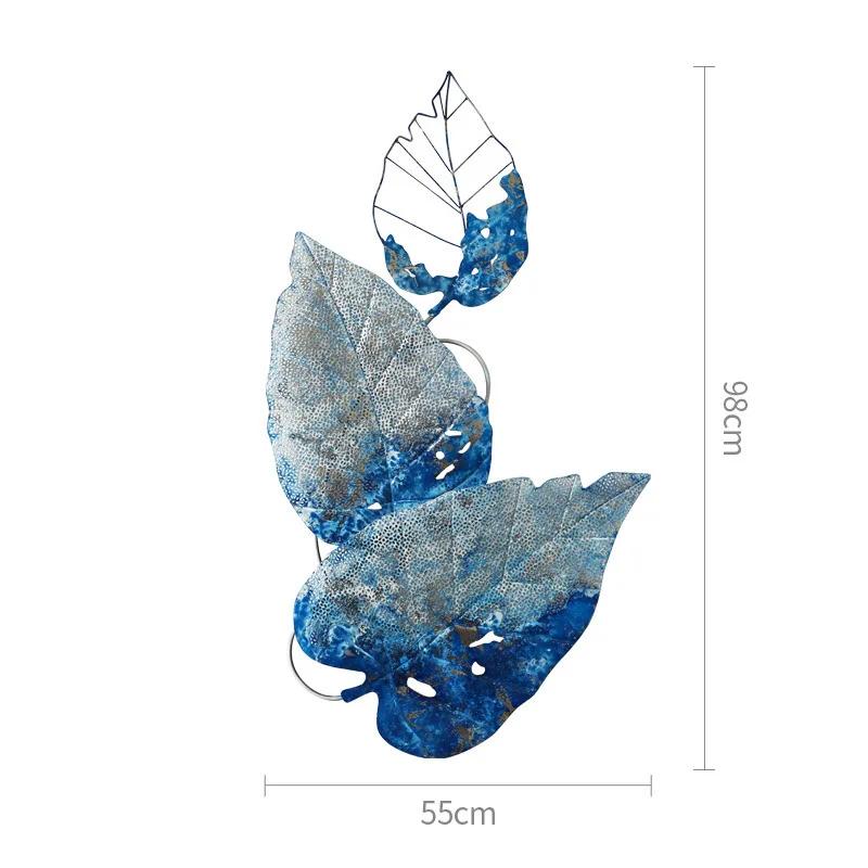 Simple European Wrought Iron Wall Hanging Leaf Crafts Decoration Home Livingroom Porch 3D Wll Sticker Mural Metal Ornaments ArtF