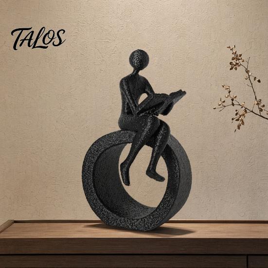 Talos 3D Printed Reading Figurine, Abstract Reader Statue for Home Decor, Modern Minimalist Sculpture Bookshelf Desk Office Ornament