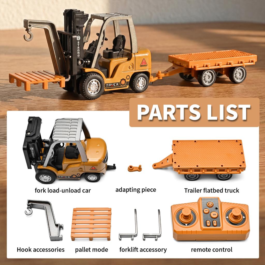 1:64 Forklift Crane Mini Remote Control Variable Speed Alloy Metal Diecast Model RC Car High Simulation Decorative Ornaments Toy