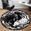 1pc Wolf Yin Yang Chair Carpet for Office, Round Non-Slip Durable Large Size Office Carpet, Suitable for Office, Beautiful Decoration
