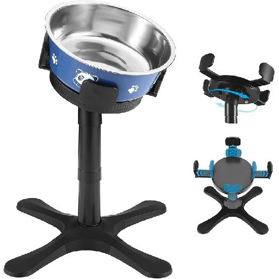 Dog Bowls Elevated Adjustable Stand, Raised Bowl with 3 Heights & Tilted Feeding Stand, Compatible with Various Bowls, for Medium & Large Breeds (1