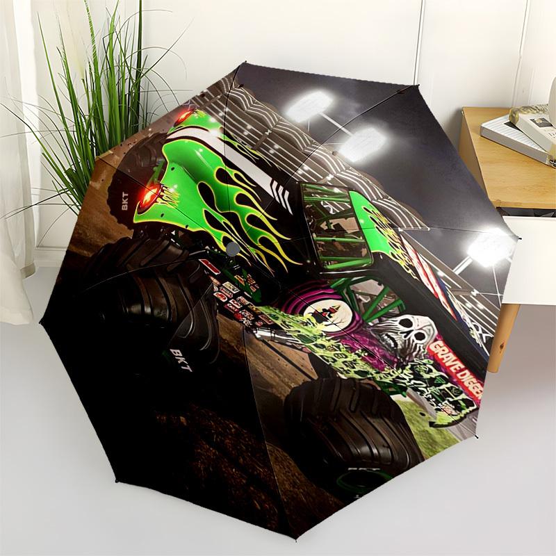 

Monster Truck, Grave Digger Themed Automatic Opening and Closing Umbrella, Compact Travel Umbrella, Lightweight and Portable, Suitable for B