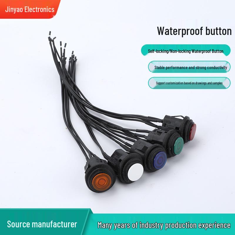 Round Head Waterproof Self-locking & Self-reset Button Switch with Light