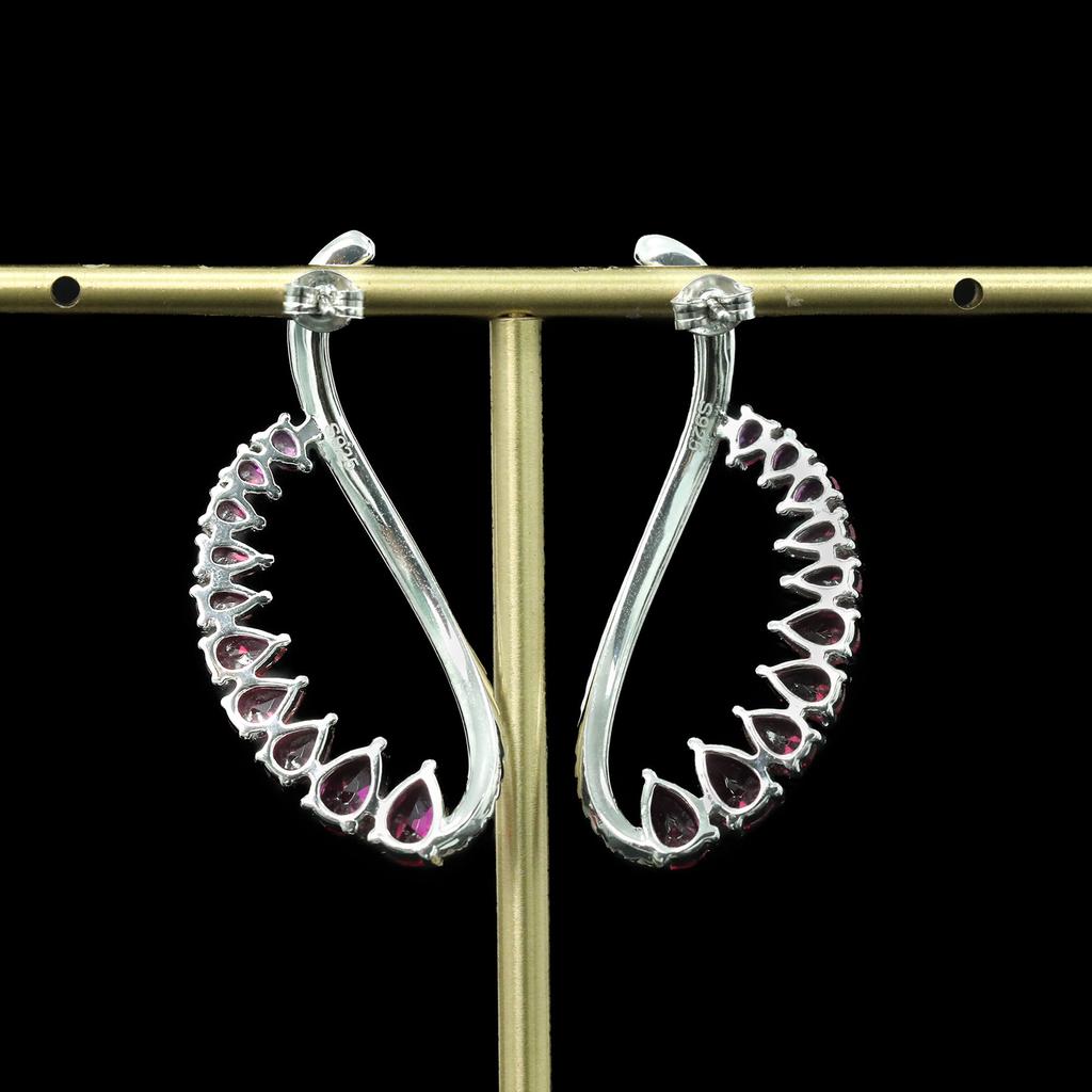 WUIHA 925 Sterling Silver Pear Cut Lab Sapphire Ruby High Carbon Diamonds Wedding Engagement Drop Dangle Earrings Fine Jewelry