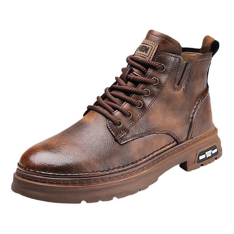 Men's shoes 2025 autumn new Martin boots thick-soled medium-top retro versatile casual tooling British style short boots