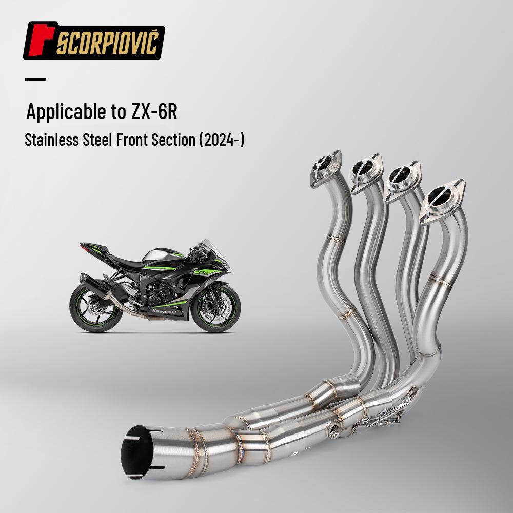 ZX6R Motorcycles: Stainless Steel Front & Mid-Section Exhaust Pipe for Mid-Section Connection To Original Exhaust.