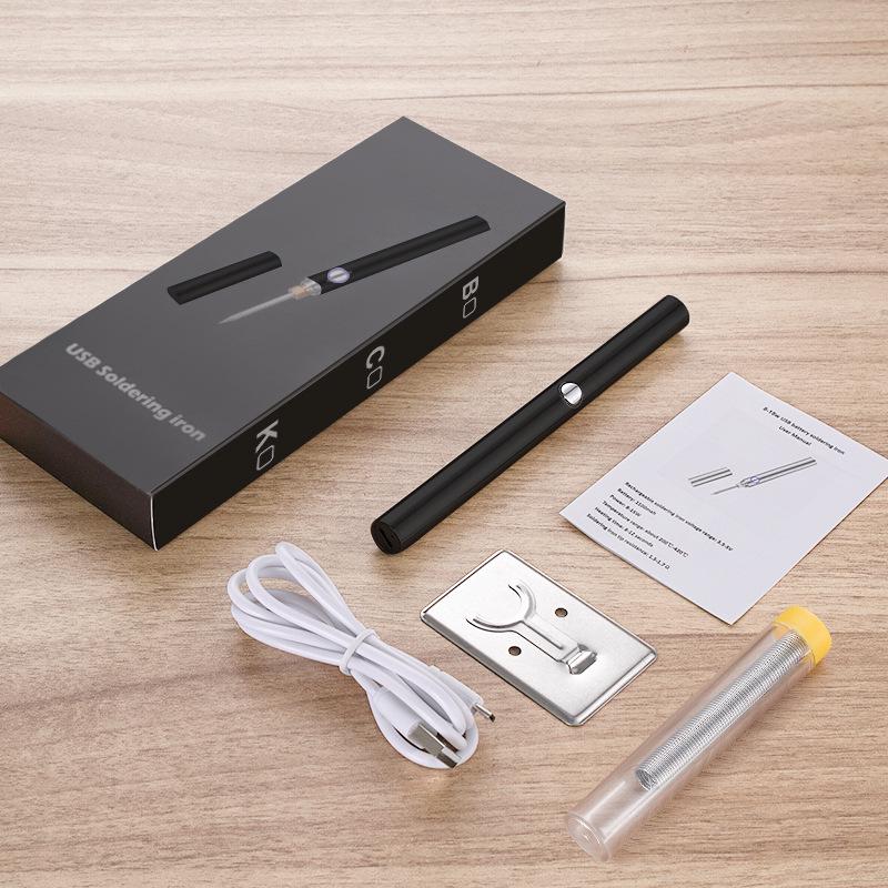 Portable Rechargeable Cordless USB Battery Soldering Iron Set with Tips