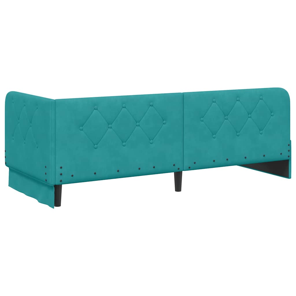 Corner Bed Frame Turquoise 80 X 200 Cm Velvet