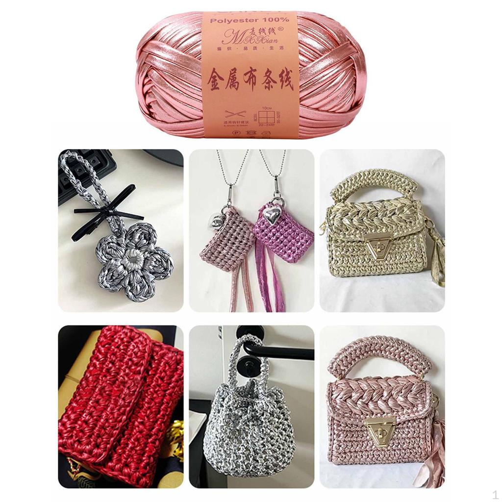 Metallic Shiny Yarn Crochet Bulky T Shirt for Headband Pillow DIY Craft