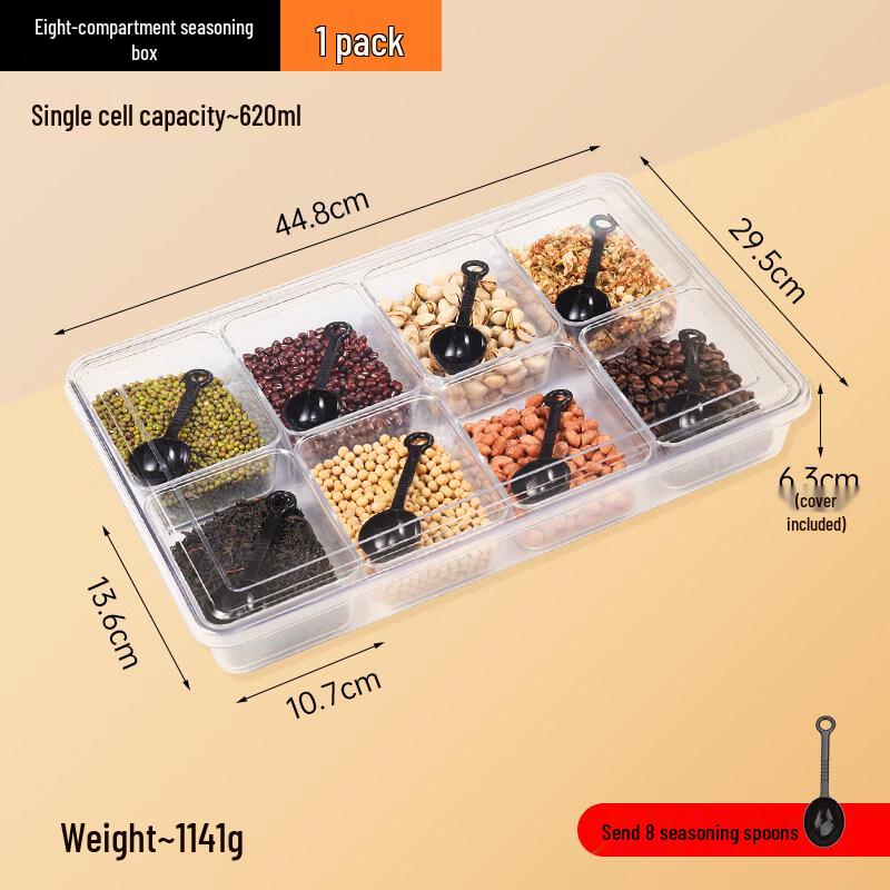 8-Compartment Acrylic Condiment Dispenser with Spoons