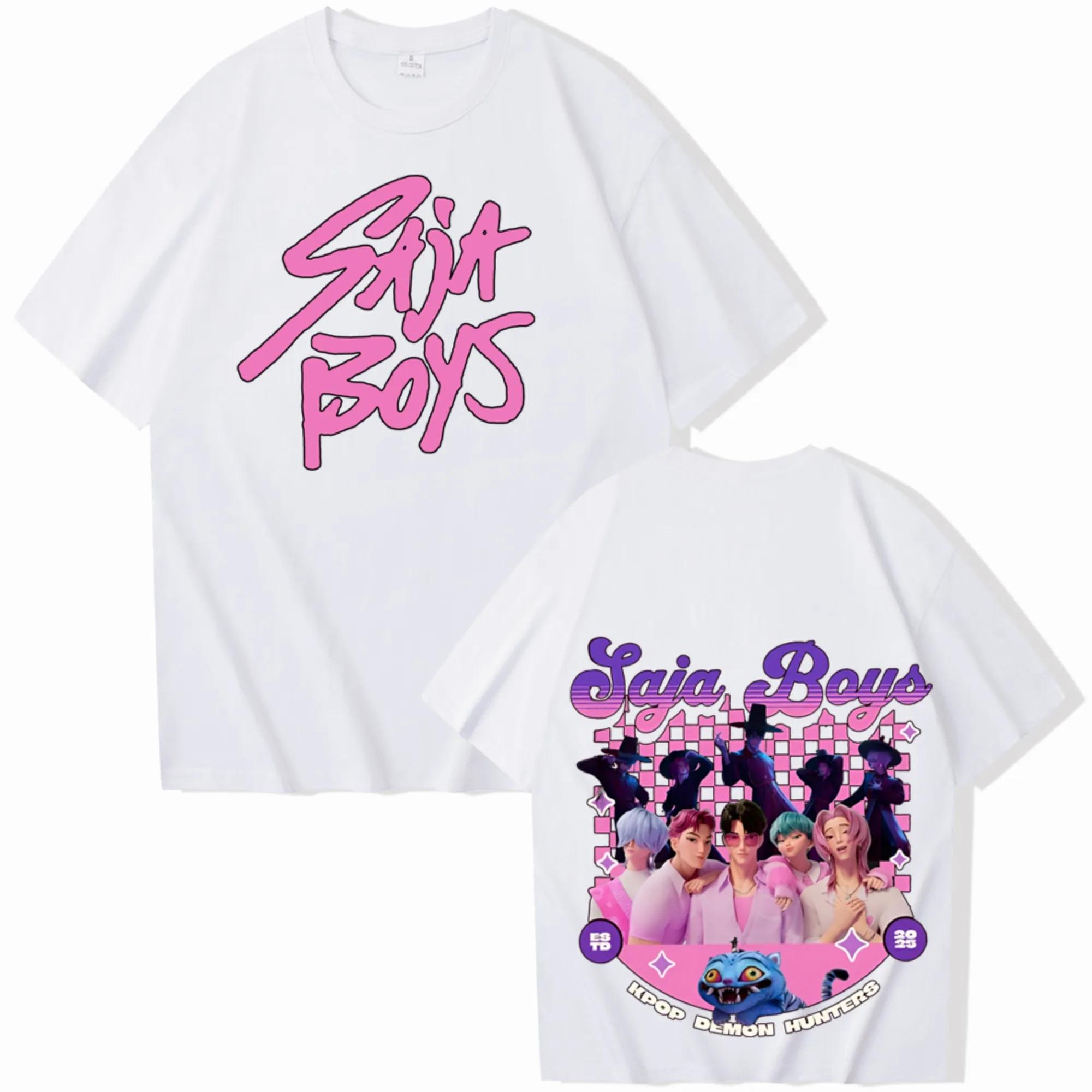 

Summer KPop Demon Hunters Saja Boys T-shirt for Men Anmine Heavy High Quality Cotton Oversize Unseix T-Shirts Short Sleeves Top 4XL