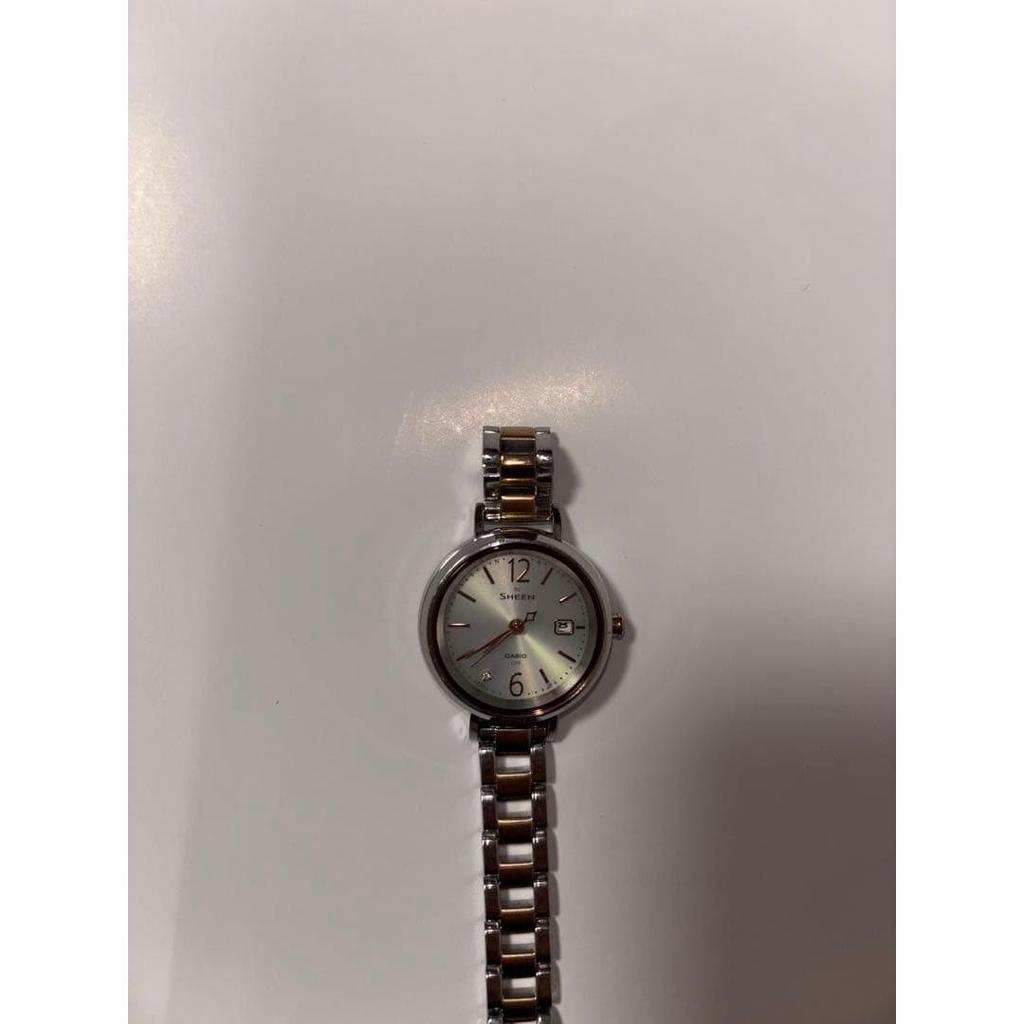 Used CASIO SHEEN Watch Silver Gold Combination Color