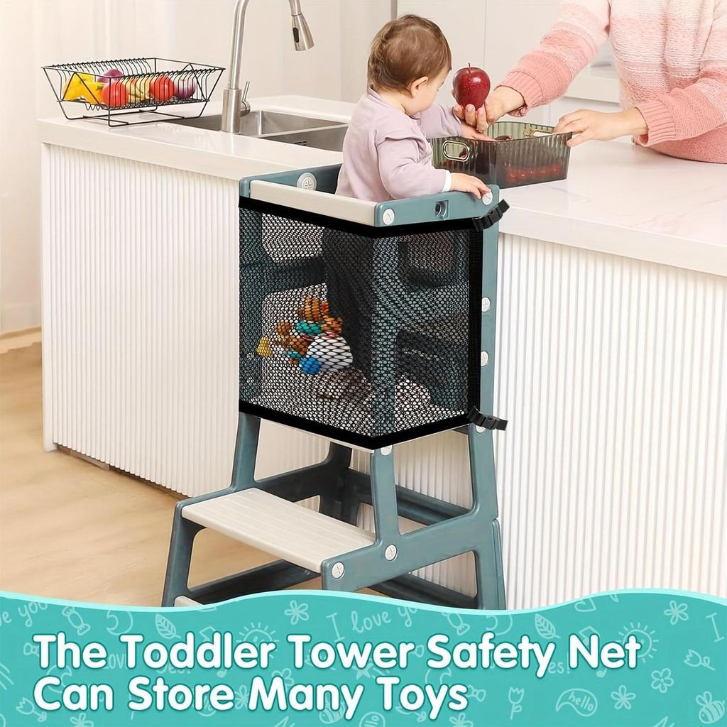 Babystoel Veiligheidsnet Kinderen Torenstoel Veiligheidsnet 4-zijdige Bescherming Stap Gereedschap Mesh Barrière Voor Spelend Kind Studerend Kind