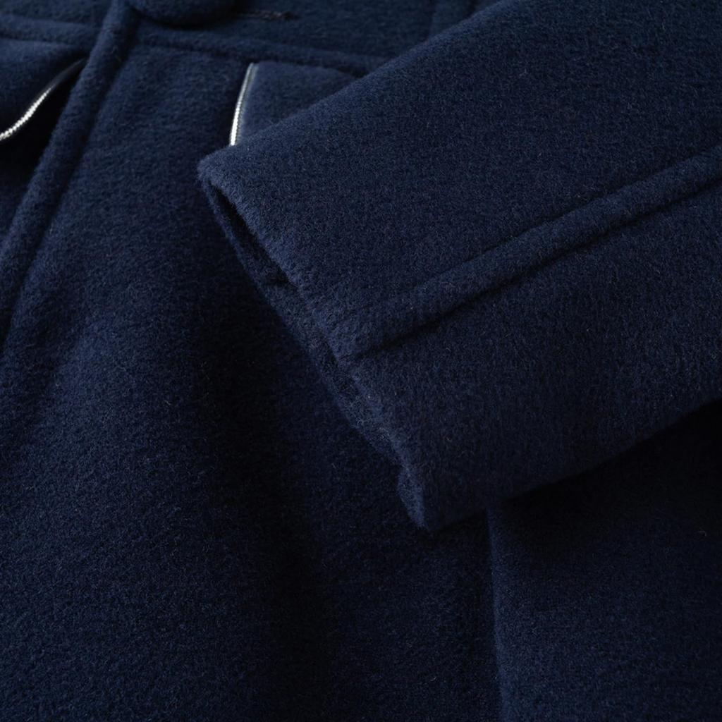 LittleSpring Kids' Girls' Chesterfield Coat, Cold Weather Jacket, Long Slim Fit Thick Cashmere Coat, Melton Trench Coat, Navy Blue, Size 100