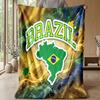 Brazil Football Printed Flannel Blanket Skin Friendly Warm Decorative Throw for Indoor Couch Bed Daily Use