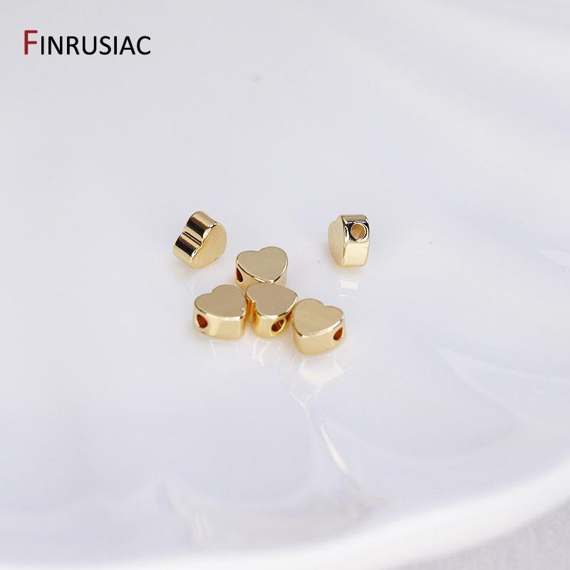 5mm Gold Plated Heart Beads Spacer Beads For DIY Handmade Bracelet Necklace Making Accessories Wholesale