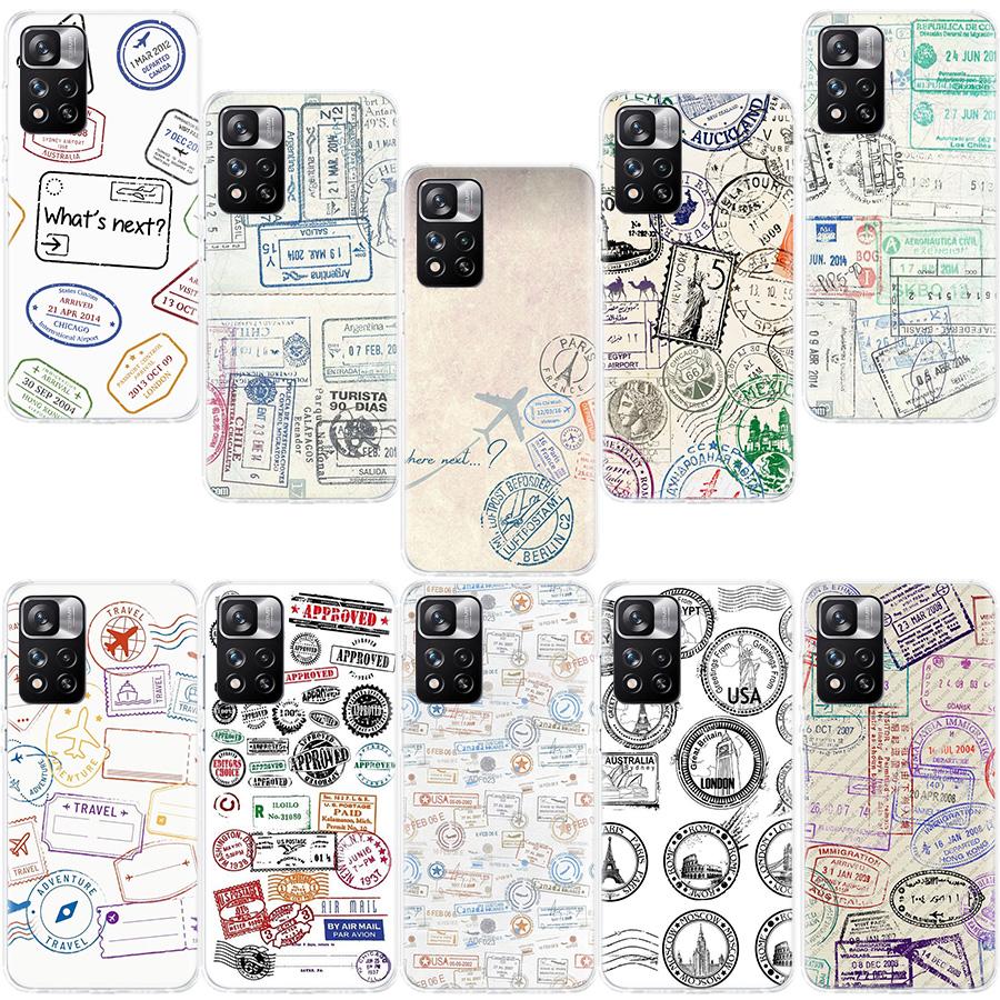 Travel Visas on Passports of Various Countries Phone Case For Redmi Note 13 12 Pro Plus 14 15 Pro 5G 11 11T 11E 11S 10 Pro 10S 9