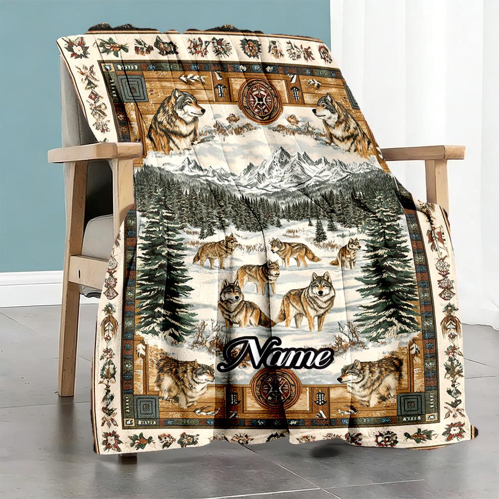 Wolf Pack Personalized Name Blanket Gift Personalized Blanket Soft & Cozy Suitable for Bedding Home Decor Seaside Chair All-Season Use