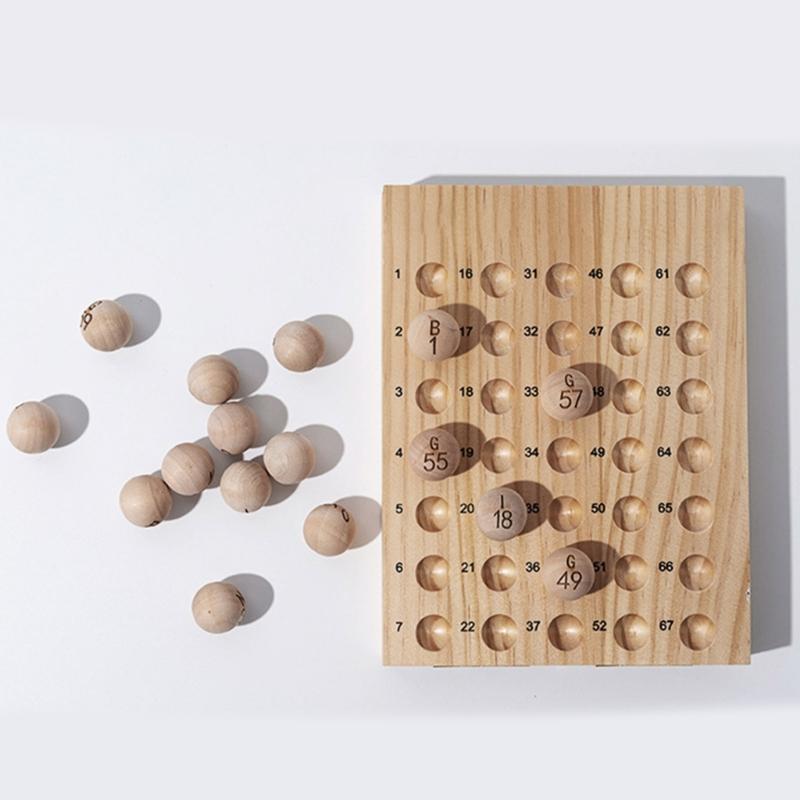 75Pcs Natural Wood Bingo Balls With Engraved Letters And Number For Game Parties Family Gatherings Smooth