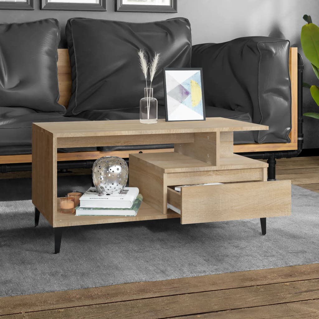 Vidaxl Stolik Kawowy, Dąb Sonoma 90X49X45 Cm, Materiał Drewnopochodny