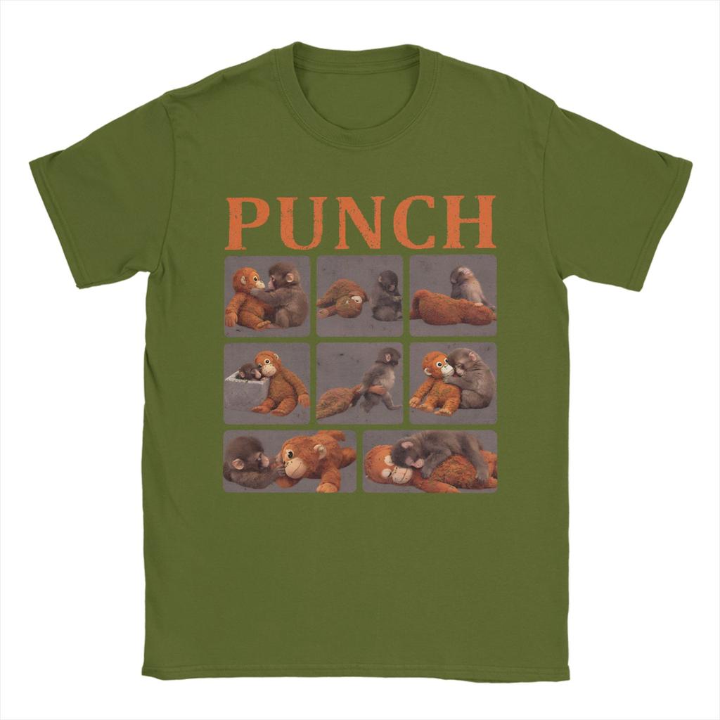 Men TShirts Punch Monkey Funny Animal Amazing Pure Cotton Tees Short Sleeve T Shirts O Neck Clothing 6XL