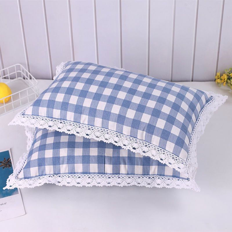 Thickened Pure Cotton Old Coarse Fabric Lace Pillowcase, A Pair of Student and Children's Dormitory Cotton Pillow Covers