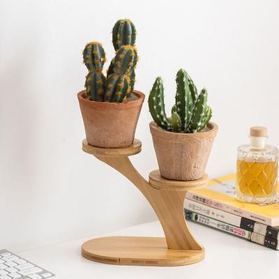 Bamboo Wood Flowerpot Tray Multi-layer Plants Stand Succulents Bonsai Organizer Desktop Ornament Gift Flower Rack Home Office