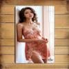 Vintage Metal Wall Sign Home Decor Retro Woman In Pink Lace Dress Iron Art