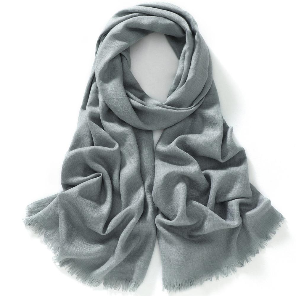 New Ultra-thin Fiber Solid Color Macaron Scarf Women's Winter Fashion Cotton and Linen Shawl Fringed Warm