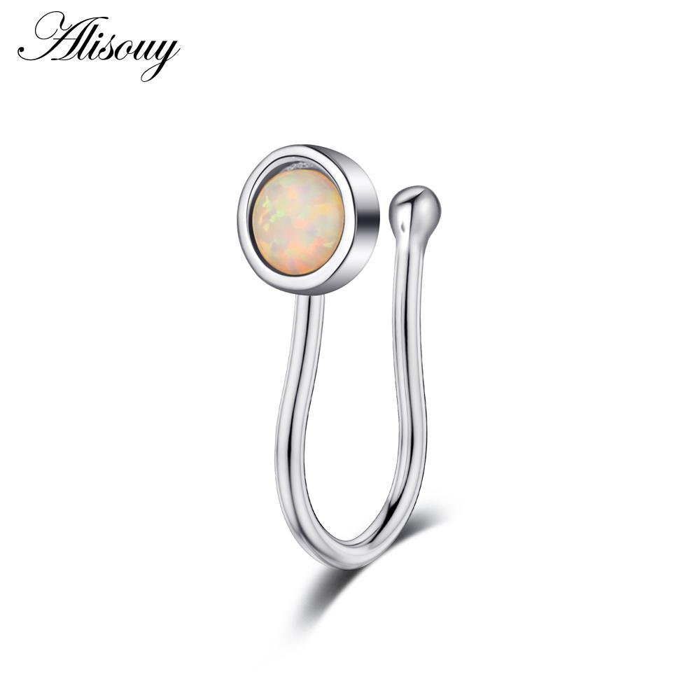 Alisouy 1pc Zirconia Fake Piercing Clip Nose Ring Body Jewelry for Women Ear Cuffs Heart Cross Star Leaf Flowers Clip Nose Rings