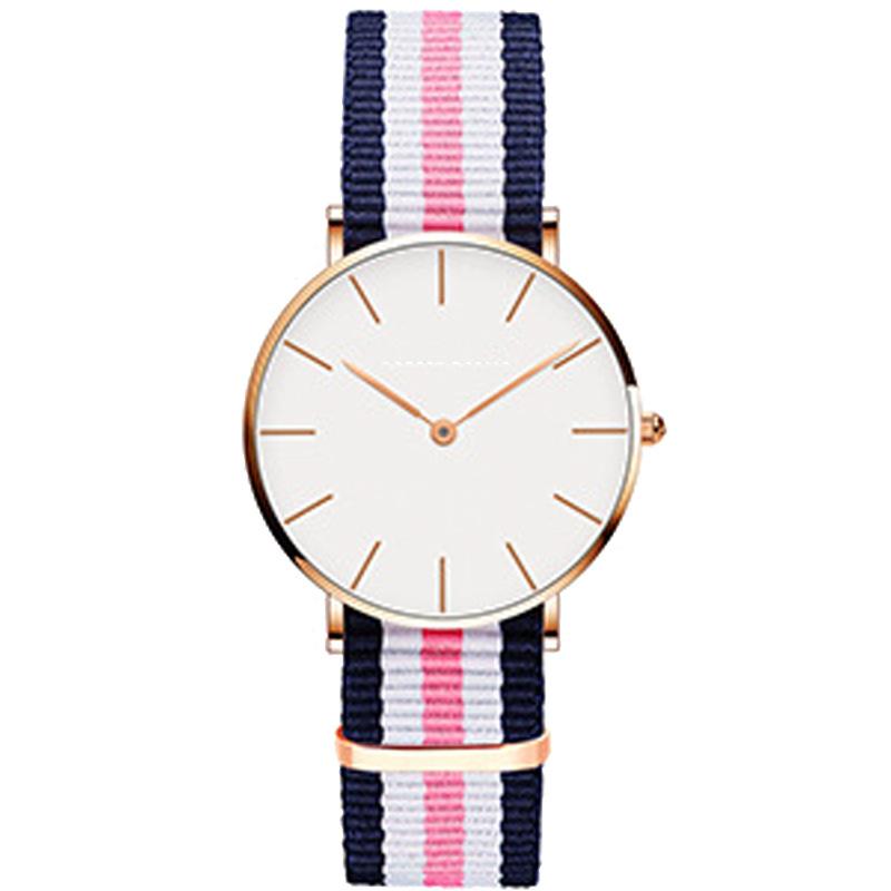Micro-Business Watch Seamless Printing Label Fashionable Versatile Nylon Woven Belt Casual Two-Pin Couple Watch