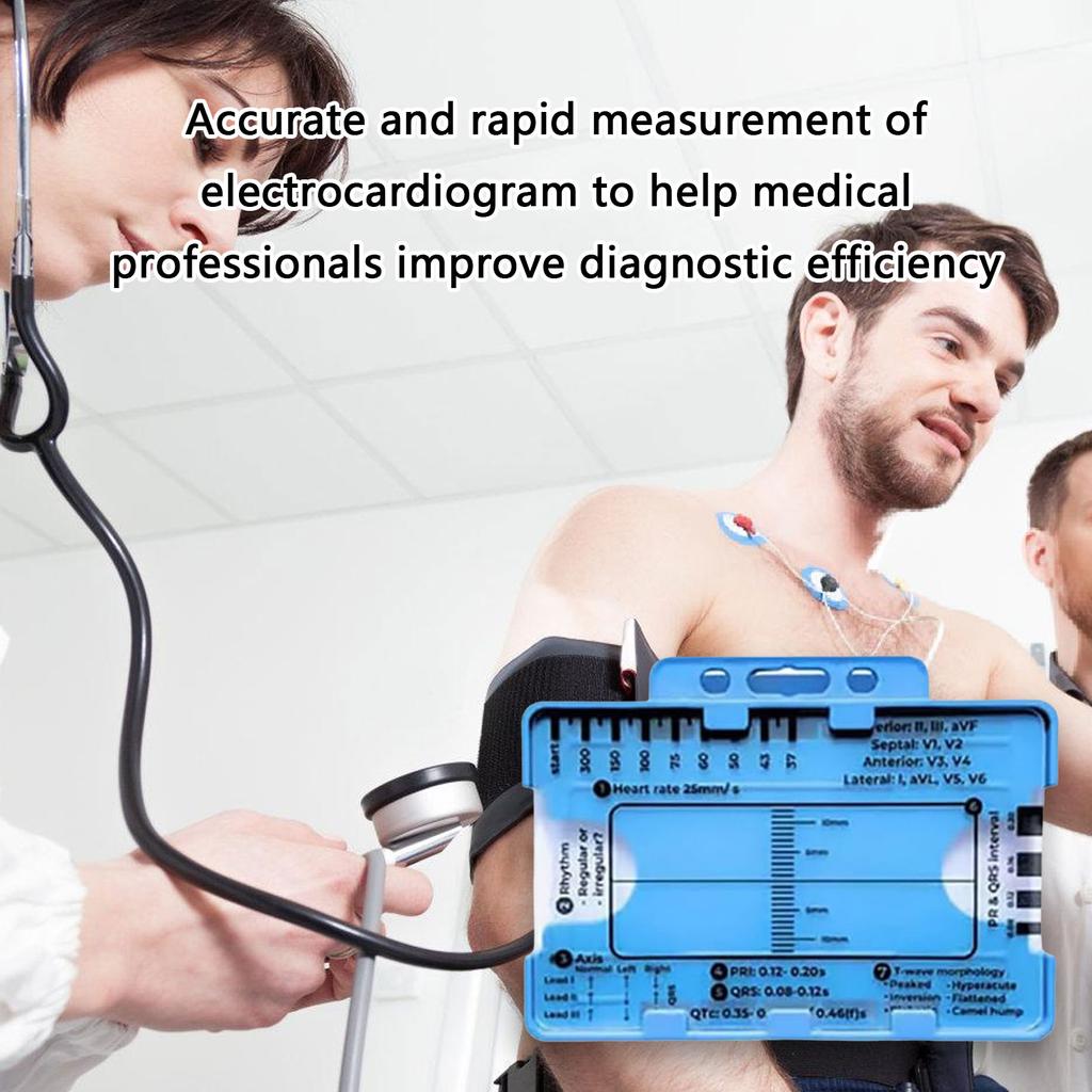 ECG 7 Step Ruler Card Portable Pocket ECG Interpretation Tool 7 Step Ruler Card Device for Quick & Accurate Measurements