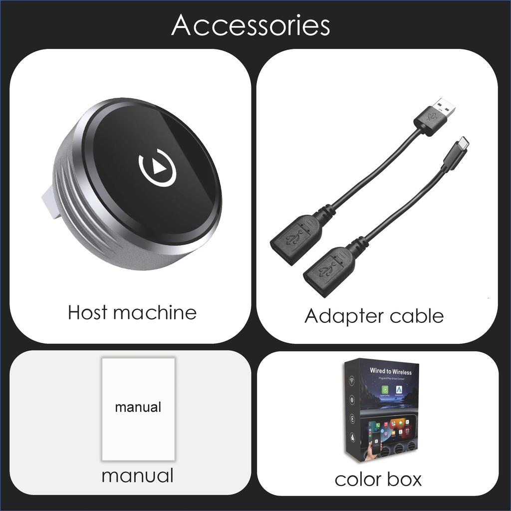 Carplay AI Box Kabellos Android Auto Smart Box 2 in 1 Kabelgebundener zu Kabellosem Carplay Adapter USB Typ-C Dongle im Universalauto