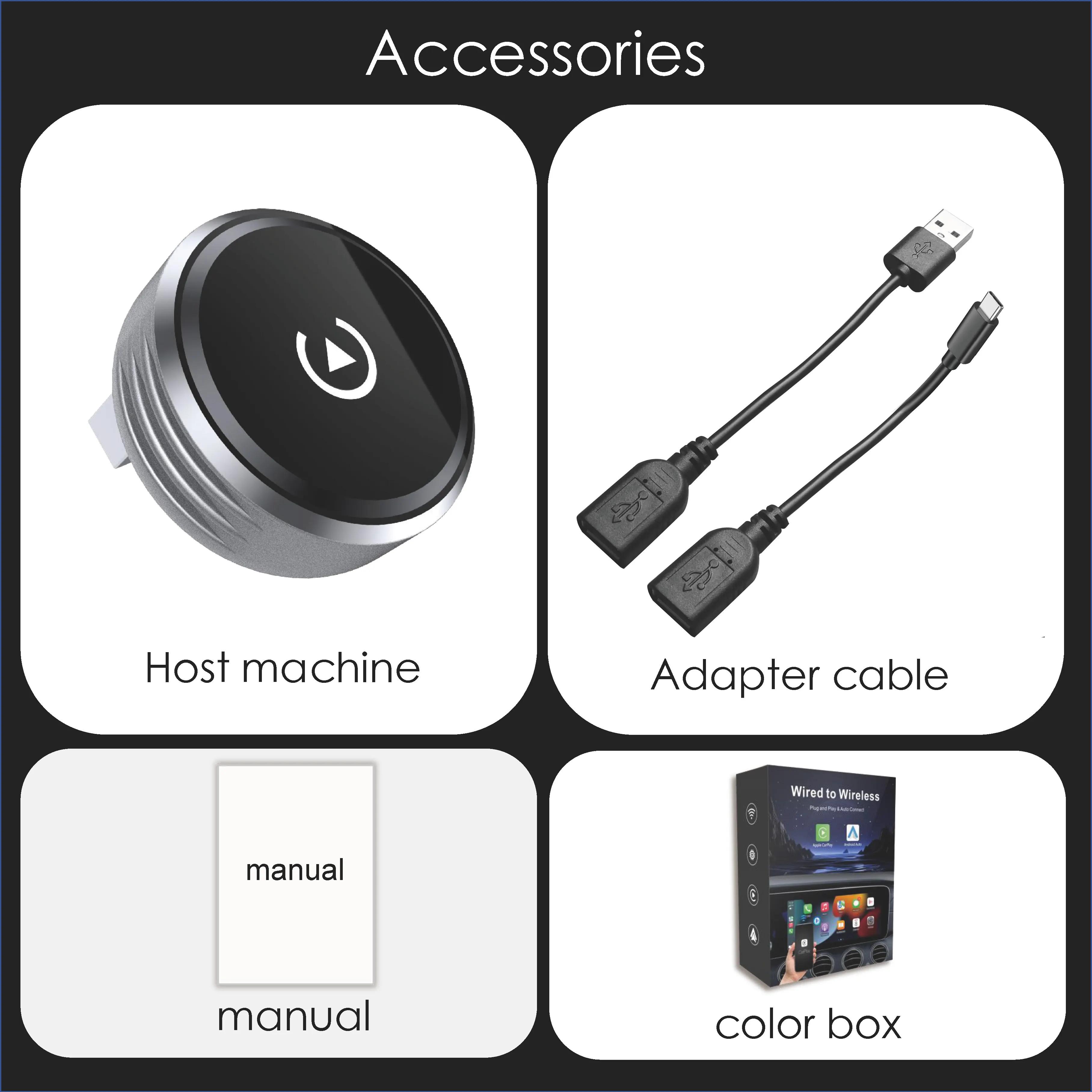 

Новый адаптер 2в1 Мини-бокс CarPlay Проводной к беспроводному CarPlay и Android Auto Bluetooth WiFi Подключение Plug&Play для оригинальных автомобилей