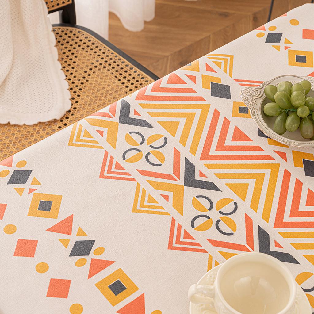 Vintage Boho Tassel Table Cloth Waterproof Cotton Linen Bohemian Tablecloth Patio Outdoor Wrinkle Free Table Protector Covers