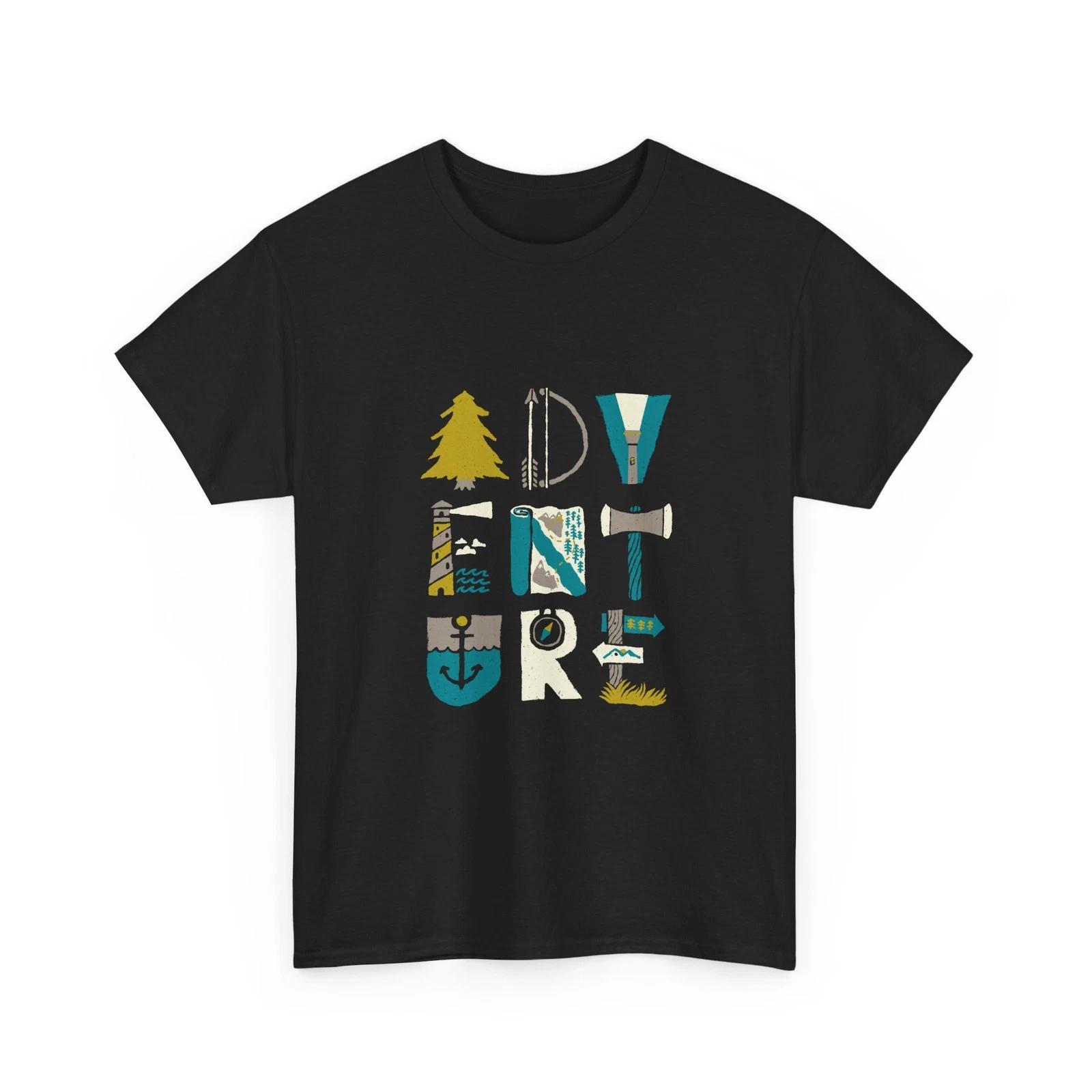 Adventure Graphic Tee | Camping Outdoors Typography Shirt, Cool Comfy T-Shirt 2XL