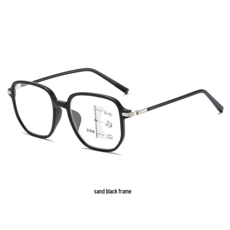 Stylish, large-frame multi-focus reading glasses with HD clarity, anti-blue light protection, and a youthful look for distance and near vision.