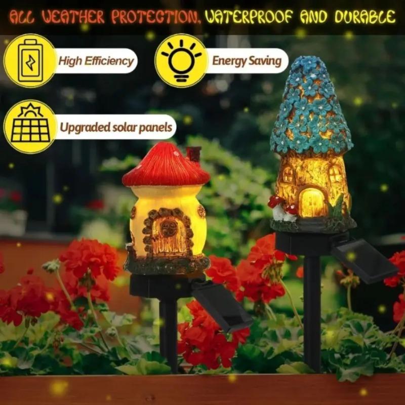 Multi Craft LED Solar Lawn Light Waterproof Design Miniature Fairy House Solar Powered Outdoor Decor Fairy Mushroom House